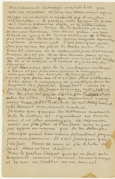 Een blad uit een brief van Vincent van Gogh, ca. 23 mei 1889